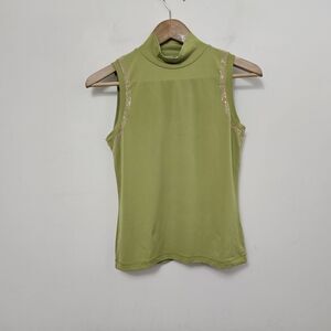 MARTIS Women's Mint Green Sleeveless High Neck Stretch Blouse Top Size S-M